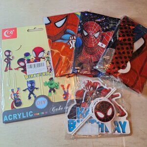 Spider Man Birthday Party Balloons Cup Cake Toppers Hero Acrylic
